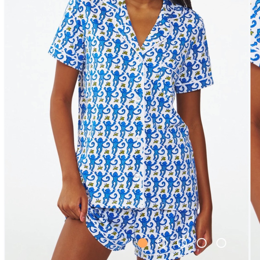 Blue and White Patterned Pajama Set